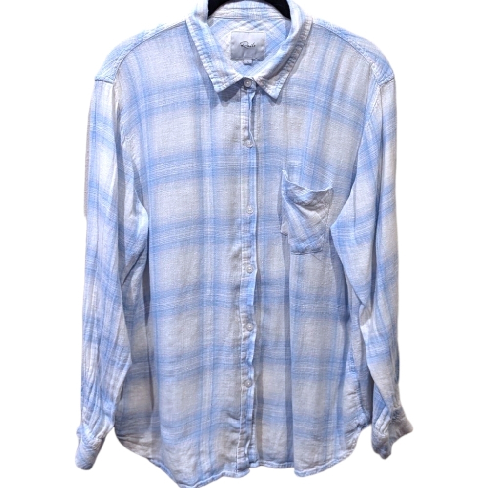 Rails Charli Gauzy Linen Blend Button up Shirt in Corsica Plaid (L) - Picture 2 of 6